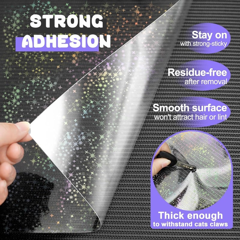 JINVOGREEN Iridescent Cat Scratch Furniture Protector, 160" x 12.4" Clear Anti Cat Scratch Protector, Thickened Self-Adhesive Furniture Cat Scratch Protector - Image 3